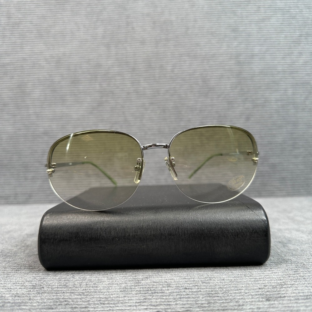 Vintage Silver Rimless Gradient Green Lens Sunglasses UV400 Model 8030